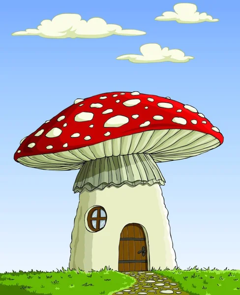 Great House Mushroom Amanita Muscaria Vector Illustration — Stock Vector