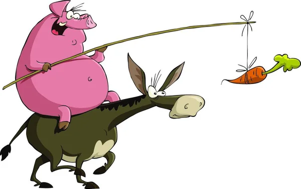 猪骑驴 矢量图 — 图库矢量图片