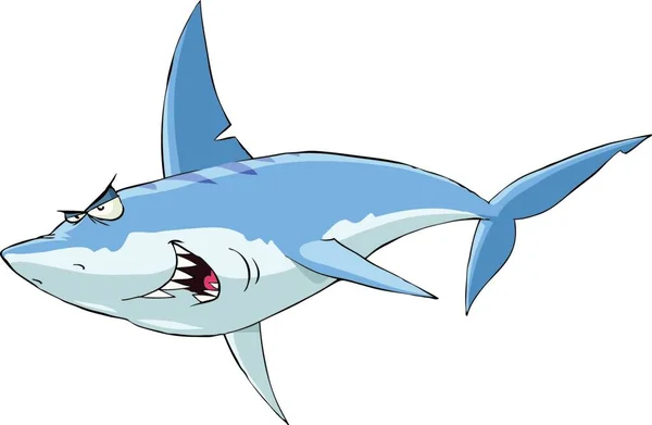 Tubarão Sobre Fundo Branco Ilustração Vetorial — Vetor de Stock