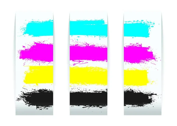 Elementos Diseño Tarjetas Banner Papel Cuatro Colores Con Espacio Copia — Vector de stock