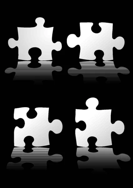 Vierteiliges Puzzle Schwarzer Hintergrund Mit Einem Schatten — Stockvektor