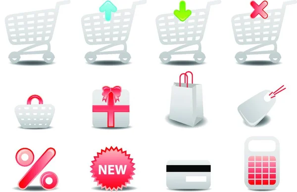 Vector Illustration Shopping Icons Suitable Commerce Webshop Other Network Sales — Stock Vector