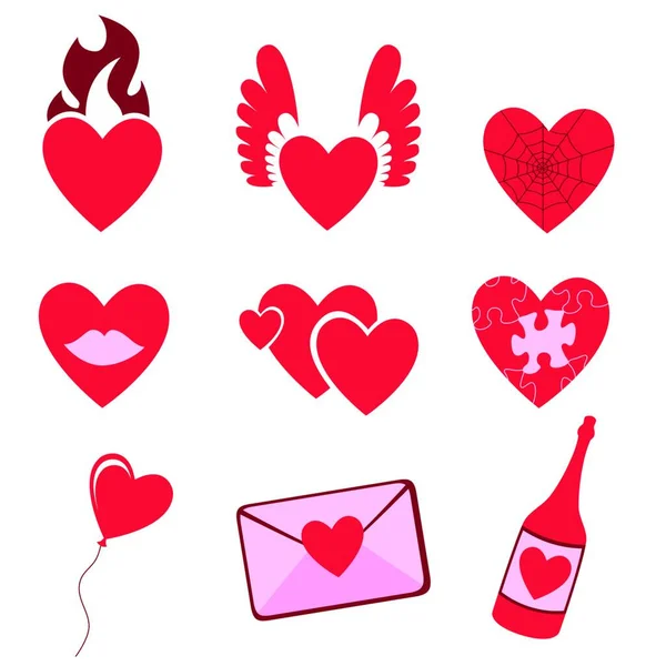 Ilustración Vectorial Los Iconos Del Amor Ideal Para Decoración Valetine — Archivo Imágenes Vectoriales