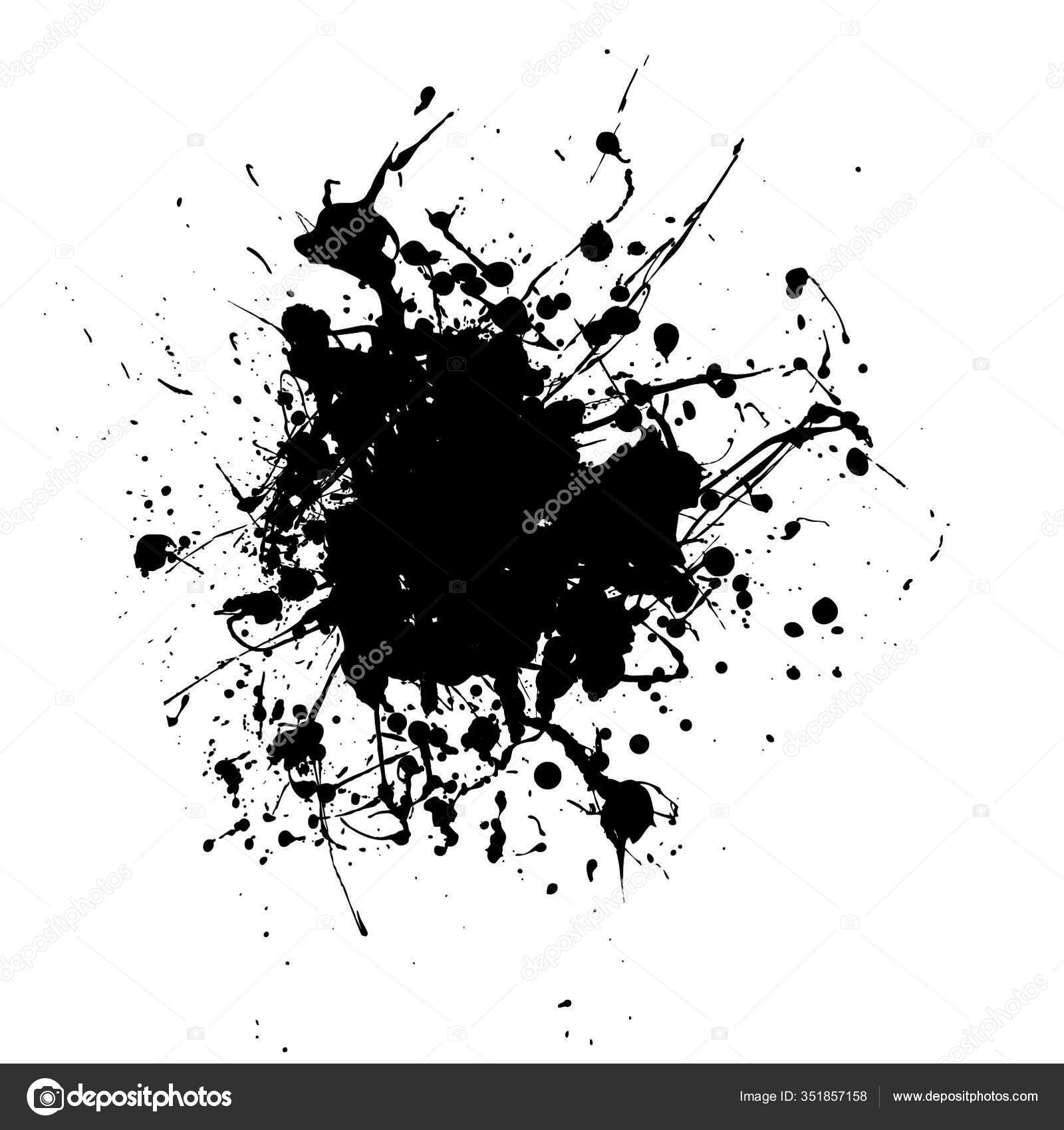 Black Ink Splat Abstract White Background Copyspace Stock Vector Image ...