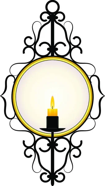 Kerze Und Spiegel Rahmen — Stockvektor