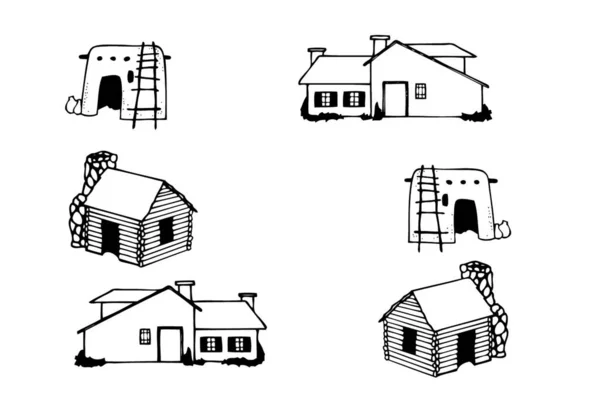 Diferentes Tipos Casas Edificios Vector Ilustración — Archivo Imágenes Vectoriales
