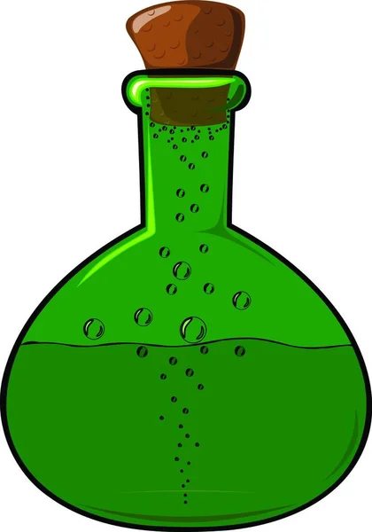 Botella Verde Con Corcho — Vector de stock