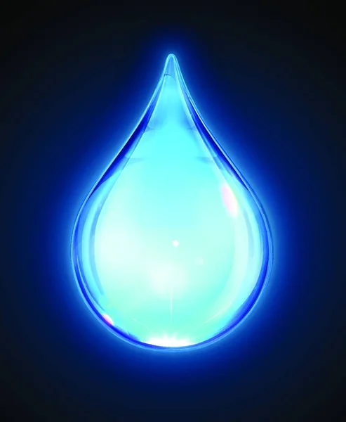 Ilustración Vectorial Una Sola Gota Agua Azul Brillante Aislada Sobre — Archivo Imágenes Vectoriales