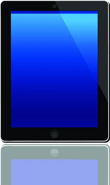 Illustrazione Del Tablet Acceso Con Riflessione Isolata Sfondo Bianco Vettore — Vettoriale Stock