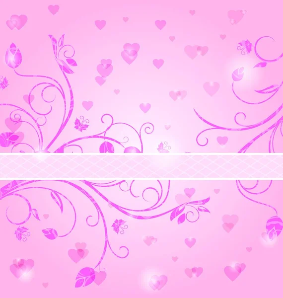 Illustration Carte Florale Avec Coeur Pour Saint Valentin Vecteur — Image vectorielle