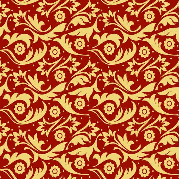 Modèle Sans Couture Avec Des Fleurs Abstraites Sur Fond Rouge — Image vectorielle