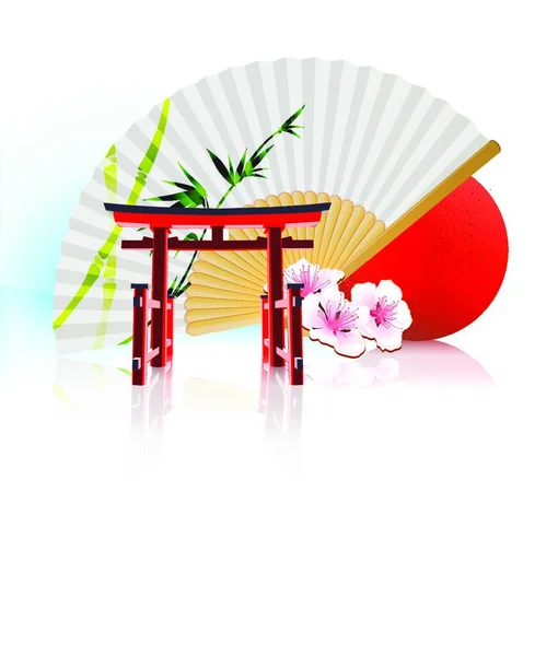 抽象的なスタイルを作られた装飾的な伝統的な日本背景のベクトル イラスト — ストックベクタ