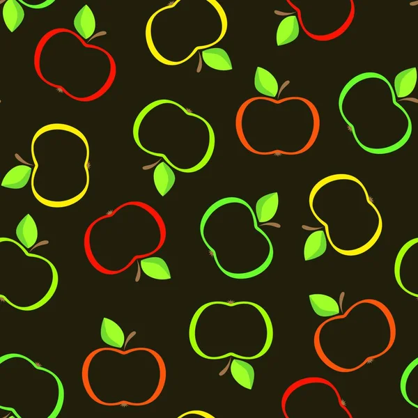 Απρόσκοπτη Μοτίβο Μήλα Στο Μαύρο Φόντο Μπορεί Επαναληφθεί Και Κλιμακωθεί — Διανυσματικό Αρχείο