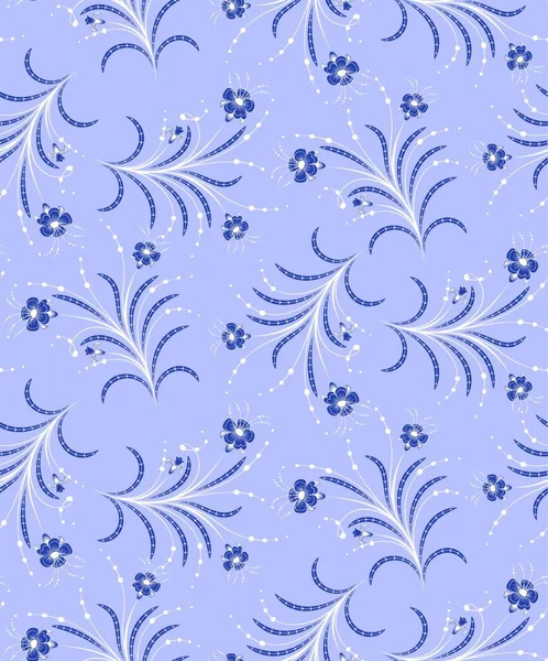 Nahtloses Muster Mit Blauen Abstrakten Blüten Kann Beliebiger Größe Wiederholt — Stockvektor