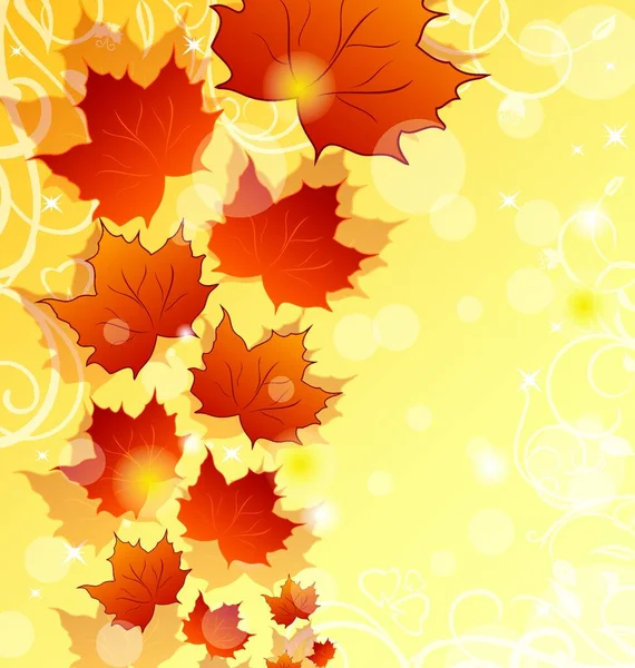 Illustration Autumn Floral Background Maple Leaves Vector — Stock Vector