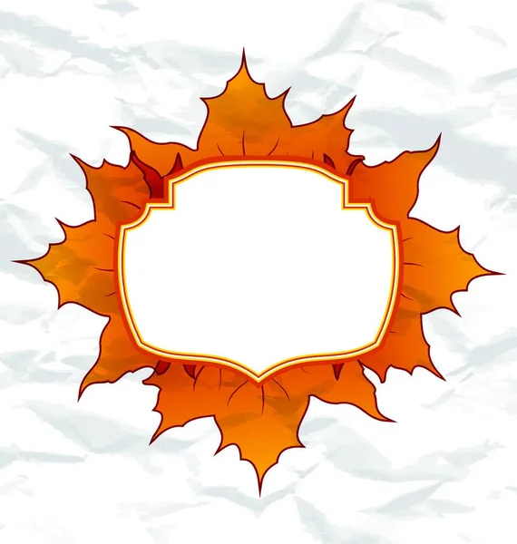 Illustratie Autumnal Esdoorn Bladeren Verfrommeld Papier Textuur Kopieer Ruimte Voor — Stockvector