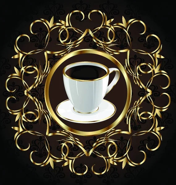 Ilustracja Ornate Etykieta Opakowaniu Kawy Tekstury Kwiatowej Wektor — Wektor stockowy