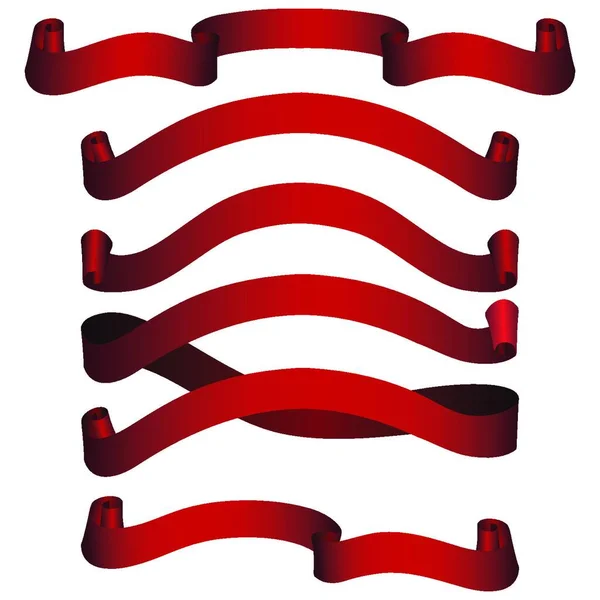 Ensemble Six Bannières Rouges — Image vectorielle