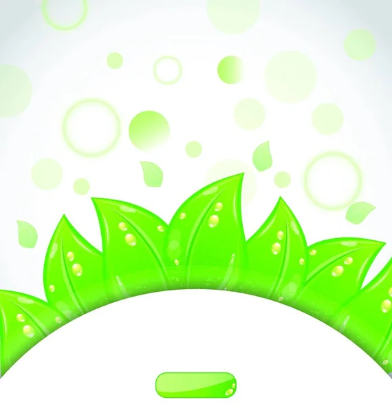 Folheto Ecológico Ilustração Com Folhas Verdes Frescas Emblema Vetor —  Vetores de Stock