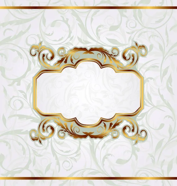 Illustration Golden Retro Frame Seamless Floral Texture Vector — Stock Vector