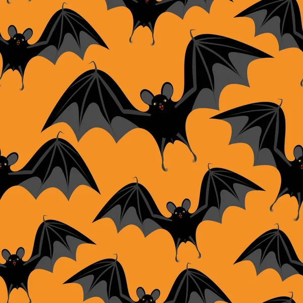 Halloween Seamless Black Bats Can Repeated Scaluated Any Size — стоковый вектор