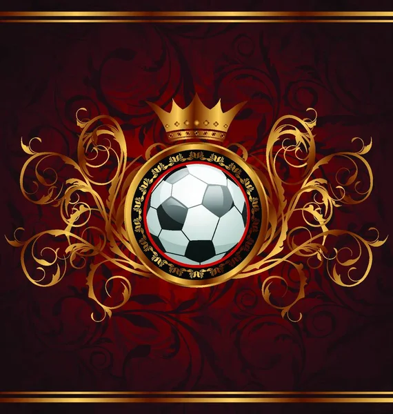 带有金王冠向量的说明性足球背景 — 图库矢量图片