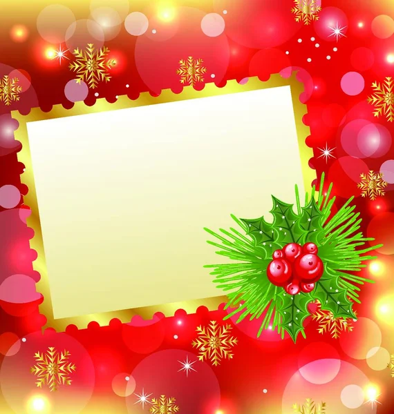 Εικονογράφηση Χριστουγεννιάτικη Κάρτα Γκι Και Πεύκο Διάνυσμα — Διανυσματικό Αρχείο