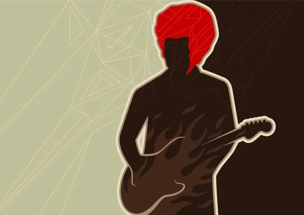 Silhouette Homme Avec Guitare — Image vectorielle