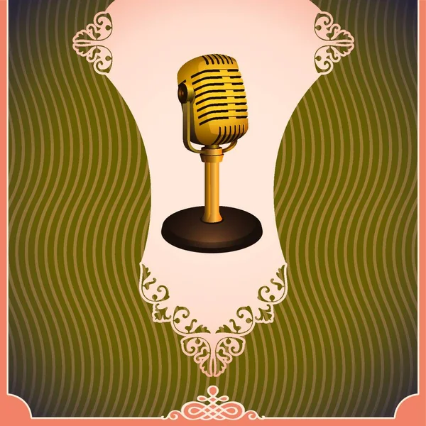 Illustration Vintage Avec Microphone — Image vectorielle