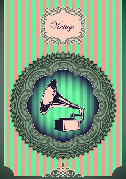 Vintage Poster Mit Grammophon — Stockvektor