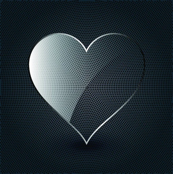 Coeur Verre Sur Fond Métallique — Image vectorielle