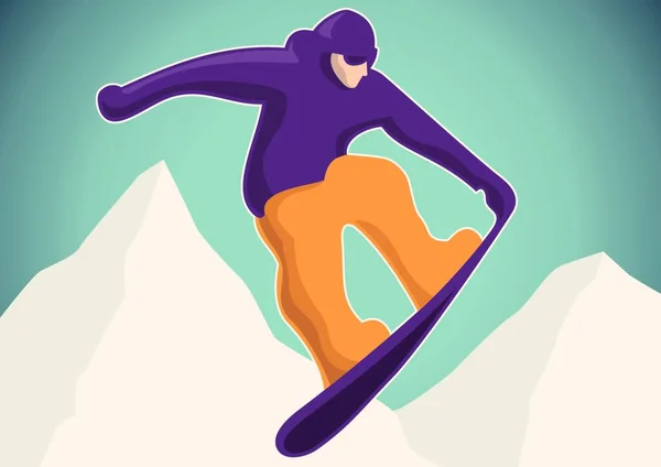 Ilustración Una Snowboarder — Vector de stock