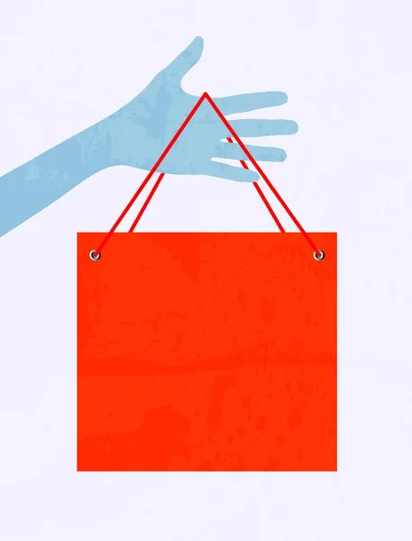 Mano Con Bolsa Compras — Archivo Imágenes Vectoriales