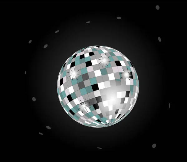 Boule Disco Lumineuse Sur Fond Noir — Image vectorielle