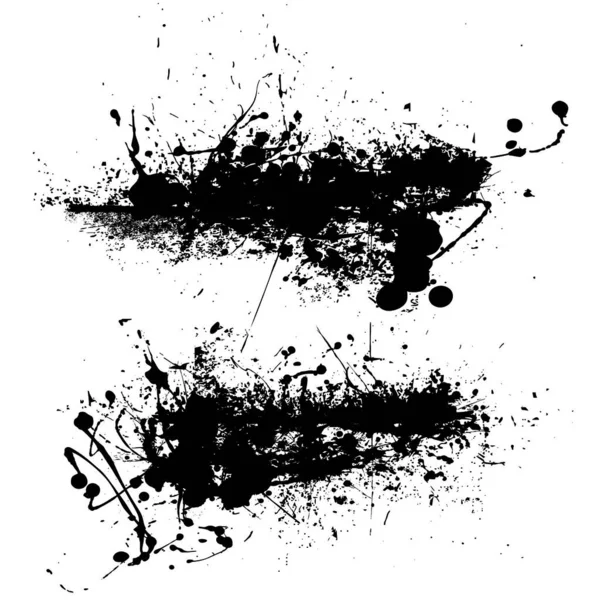 Δύο Σχέδια Πιτσιλίσματος Μελάνης Μαύρο Χρώμα Speckled Αποτέλεσμα — Διανυσματικό Αρχείο