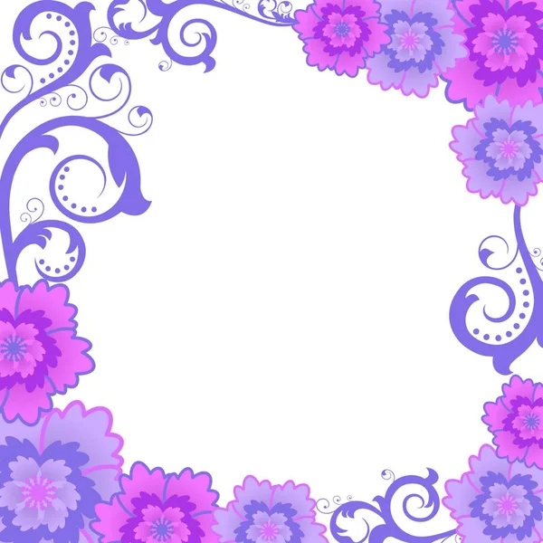 ピンクと紫の花のボーダーパターンのベクトルイラスト — ストックベクタ