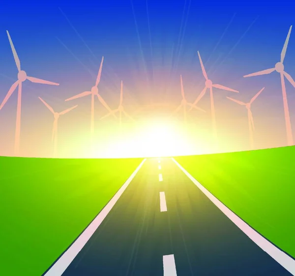 Éoliennes Sources Énergie Naturelles — Image vectorielle