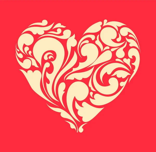 Abstract Floral Heart Love Concept Retro Poster — Stock Vector