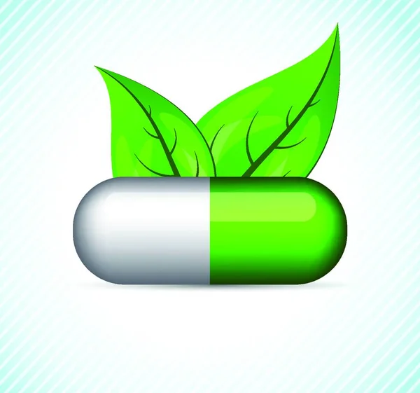 Hintergrund Mit Pille Und Blättern — Stockvektor
