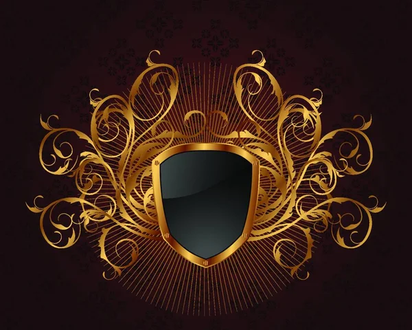 Illustration Golden Ornate Frame Shield Vector — Stock Vector