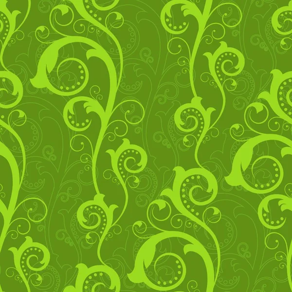Verde Sin Costuras Flores Hojas — Archivo Imágenes Vectoriales
