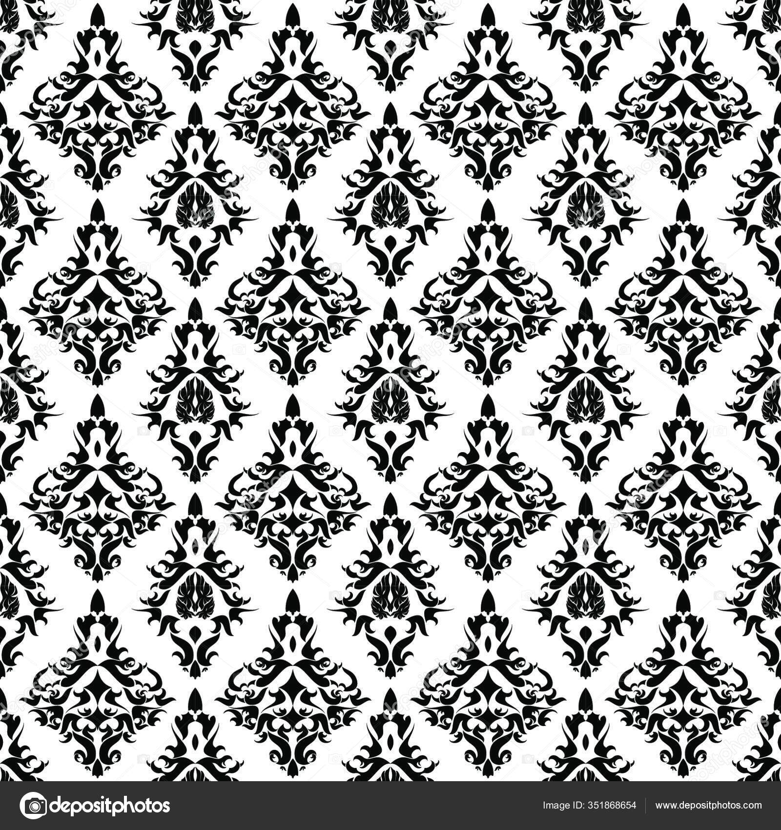 Vintage Damask Wallpaper Vector Seamless Pattern Stock Vector Image by