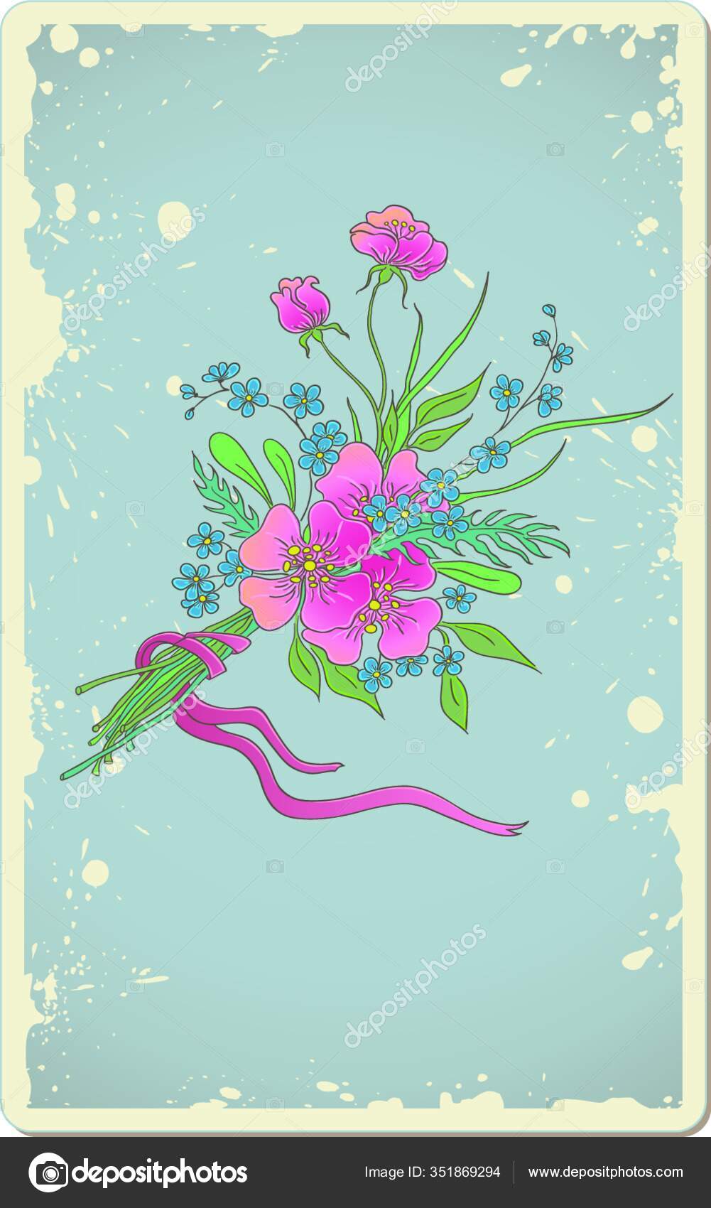 Blue Vintage Vector Floral Background Bouquet Stock Vector Image by