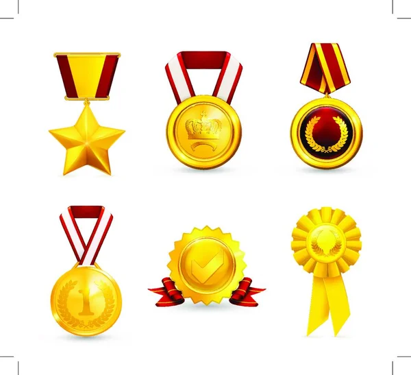 Medalla Oro Set 10Eps — Archivo Imágenes Vectoriales