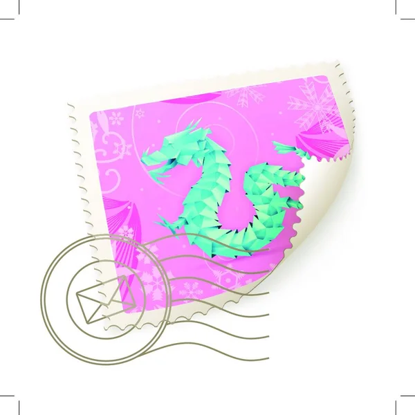 Dragon Vector Postzegel — Stockvector