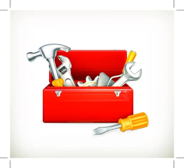 Werkzeuge Tischlerarbeiten Werkzeugkiste — Stockvektor