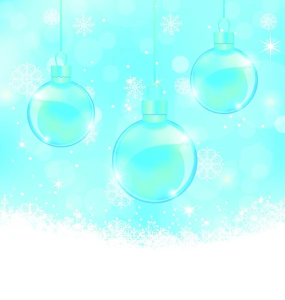 Иллюстрация Зимний Фон Рождественскими Шарами Снежинками Вектор — стоковый вектор