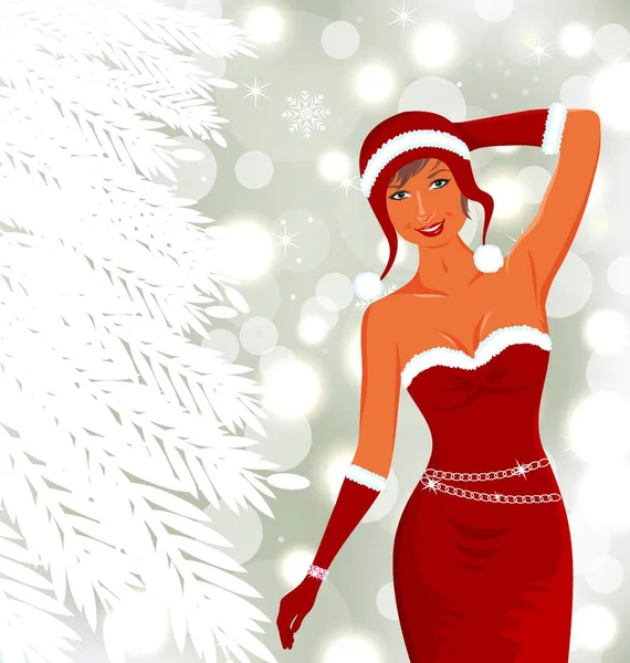 Illustration Weihnachten Schöne Disco Diva Feiertag Hintergrund Vektor — Stockvektor