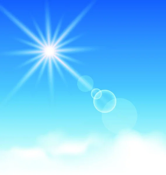 Ilustración Cielo Azul Con Luz Solar Nubes Vector — Archivo Imágenes Vectoriales