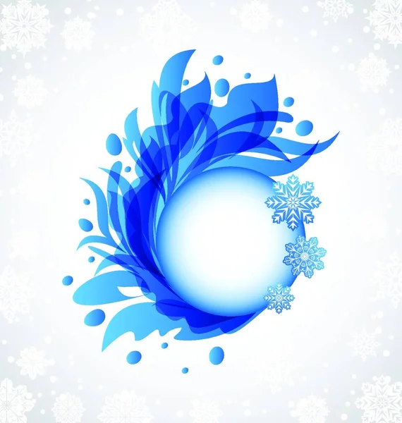 Ilustração Inverno Floral Azul Transparente Quadro Vector —  Vetores de Stock